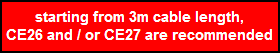 starting from 3m cable length,
CE26 and / or CE27 are recommended